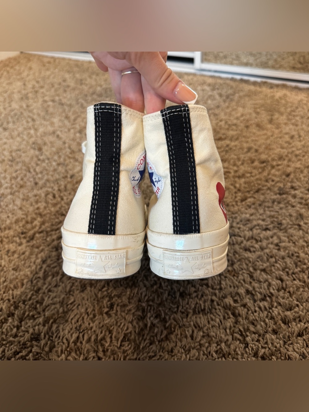 Comme des Garcons Play x Converse White High Top Sneakers - Picture 5 of 11